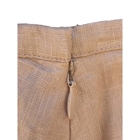 Intuitions A-line Skirt Tan Multicolored Floral Embroidered Linen 10 - Picture 5 of 10